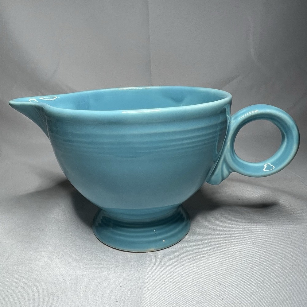 Vintage Fiesta Original Turquoise Ring Handled Creamer Fiestaware Blue Homer